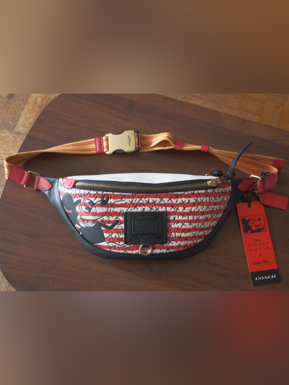 Coach Disney x Keith Haring Red, Black & Cream Mickey Mouse Waist Bag limited ed